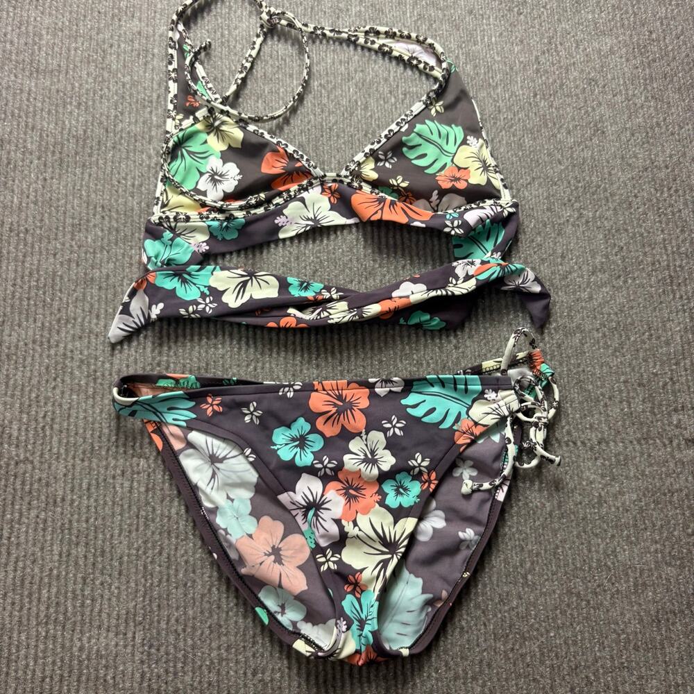 Y2K Mossimo Hibiscus Bikini Large Bottom Medium Top